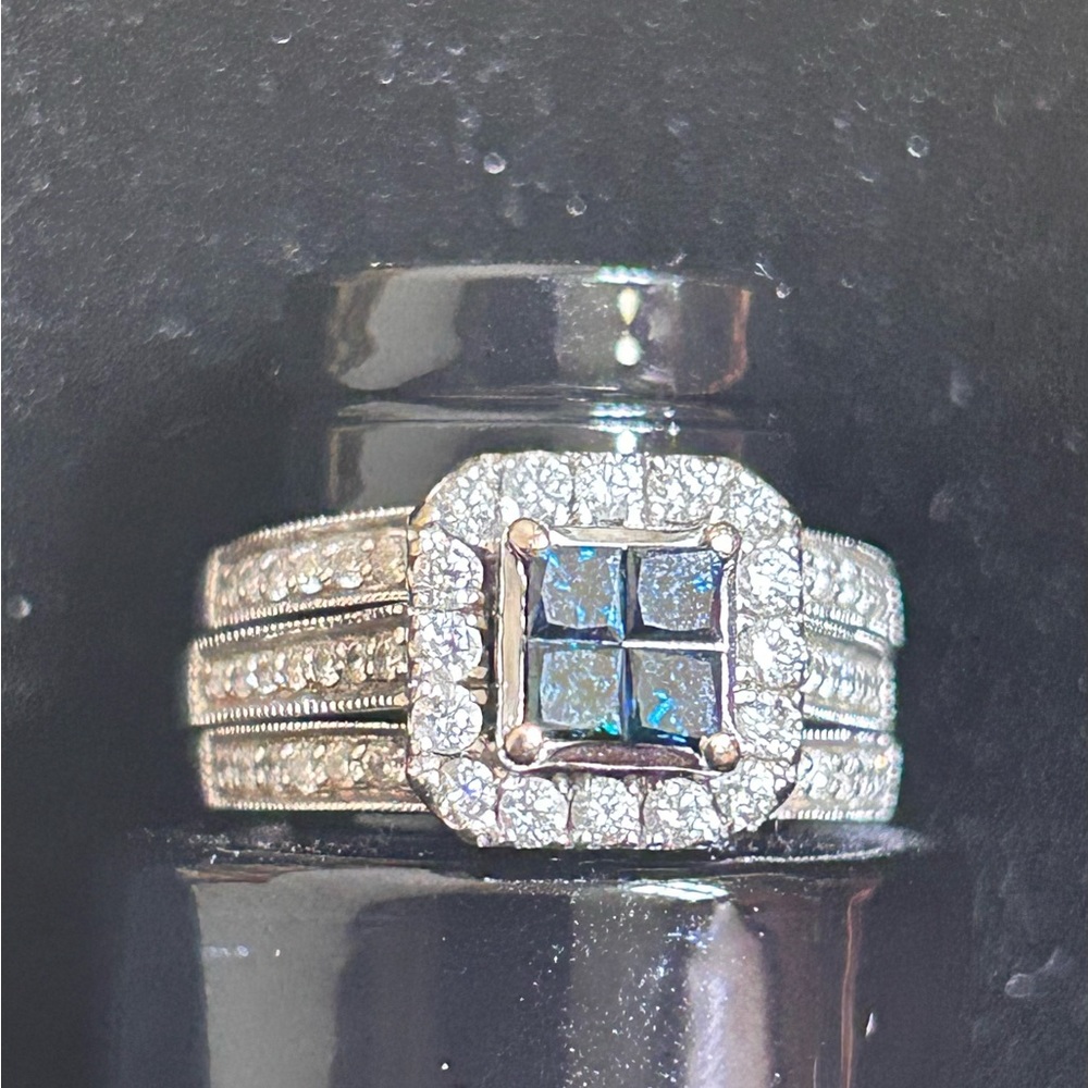 Quad Princess Cut Diamond Wedding Set